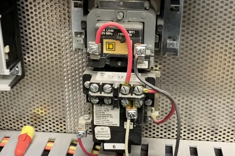 Professional commercial electrical work underway