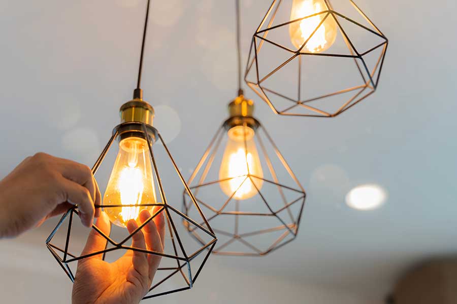 Indoor lighting installation in progress